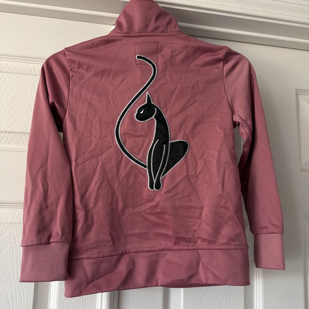 Baby Phat Girls M 10/12 Pink Track Jacket Zip Up Cat Logo Y2K Appliqué Hip Hop
